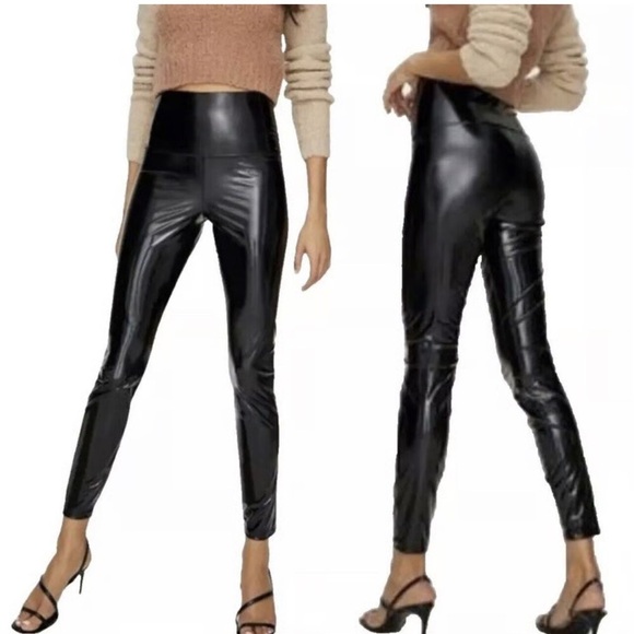 Wilfred Shiny Black Vegan Leather Leggings - Picture 2 of 10